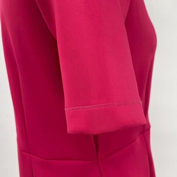 M&S Marks & Spencer Scuba Shift MIDI Dress Fit & Flare Pleated Skirt Short Sleev - Picture 5 of 11